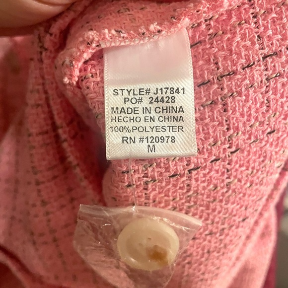 Entro Pink Tweed Button Up Shirt Jacket Shacket Barbiecore Feminine Size Medium - Picture 6 of 6
